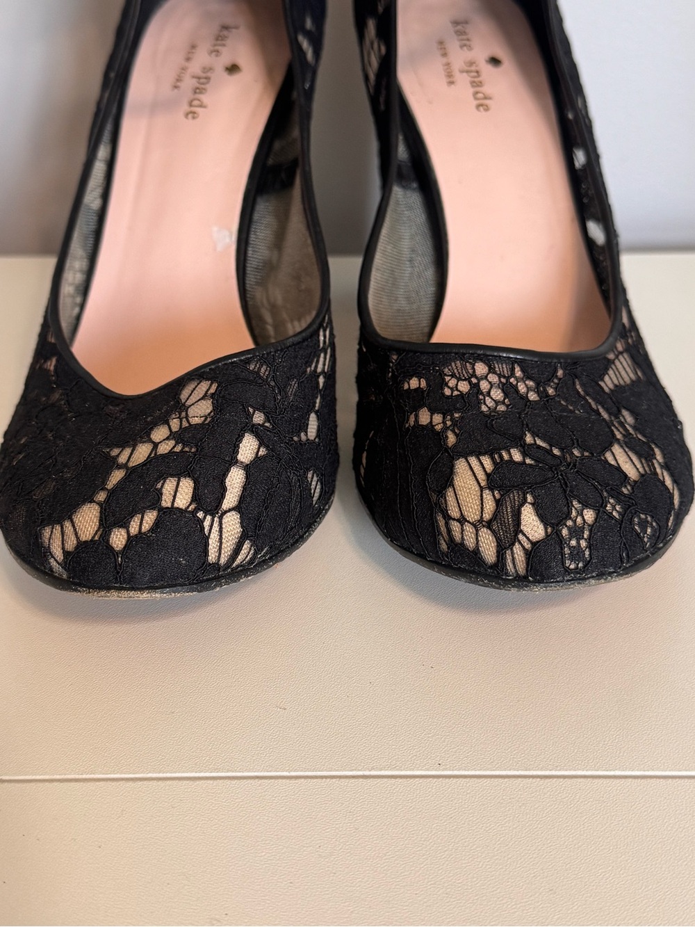 Kate Spade New York Black Lace Ankle Strap Block Heel Pumps 10.5M - Picture 3 of 14